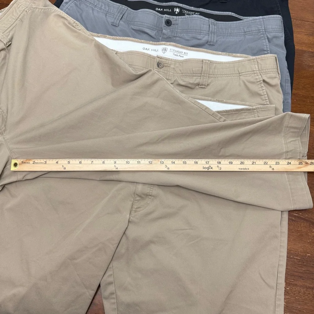 Oak Hill Straight Fit Tech Pants Mens 46x26 Black Grey Khaki Stretch Bundle 5pk